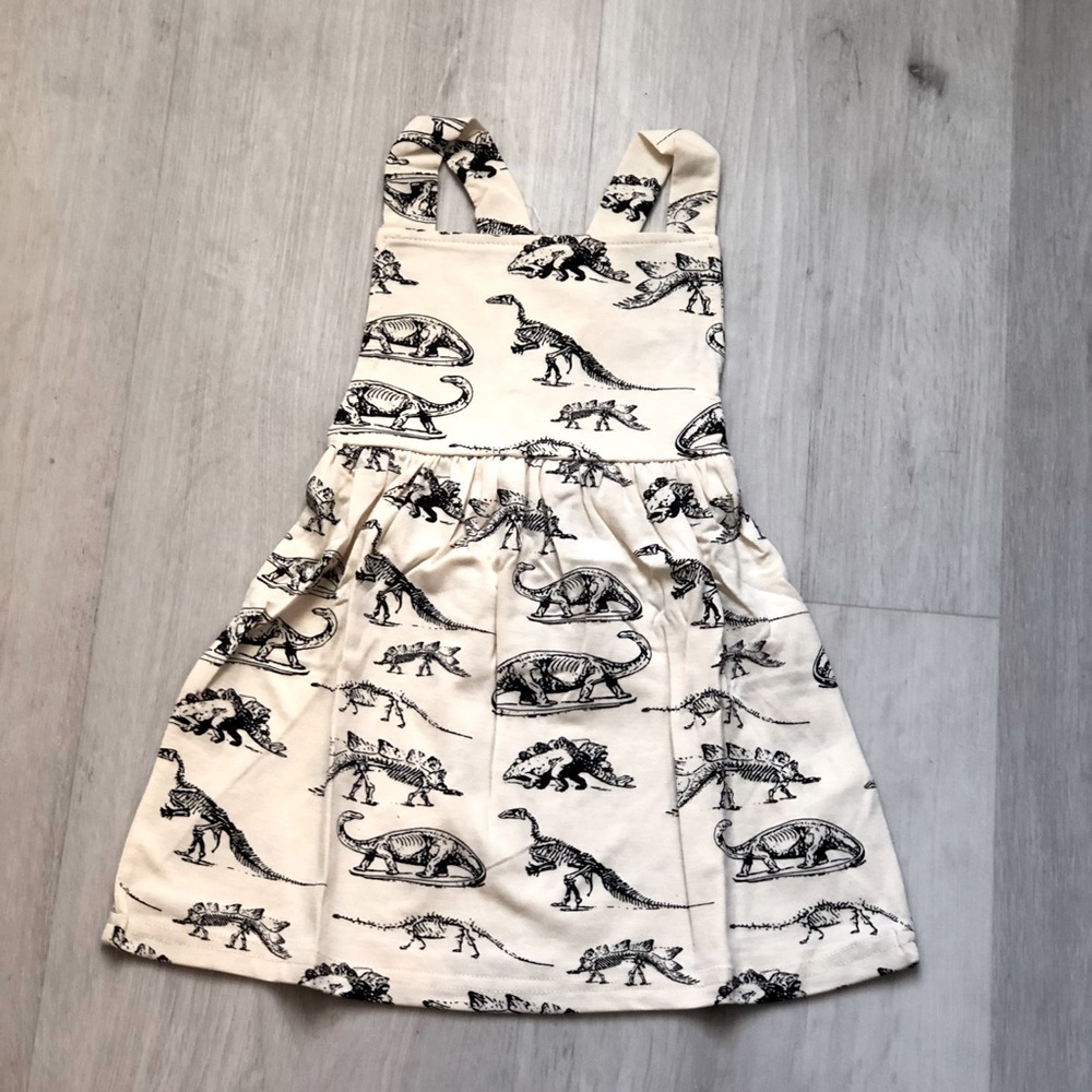 Dino dress toddler, cross strap tank top dress